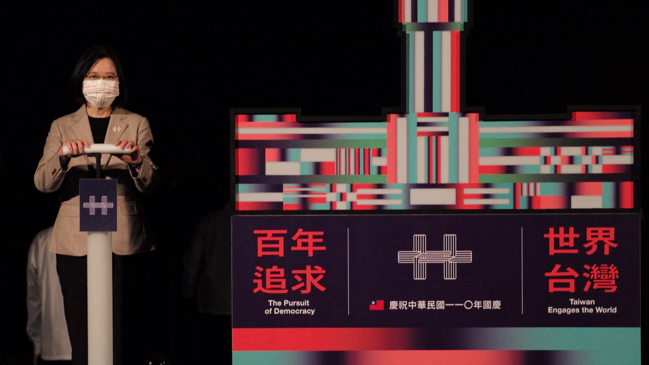 Taiwan's President Tsai Ing-wen in front of the Presidential Palace in Taipei on October 5 during a ceremony to celebrate national day on October 10. Picture: Sam Yeh / AFP