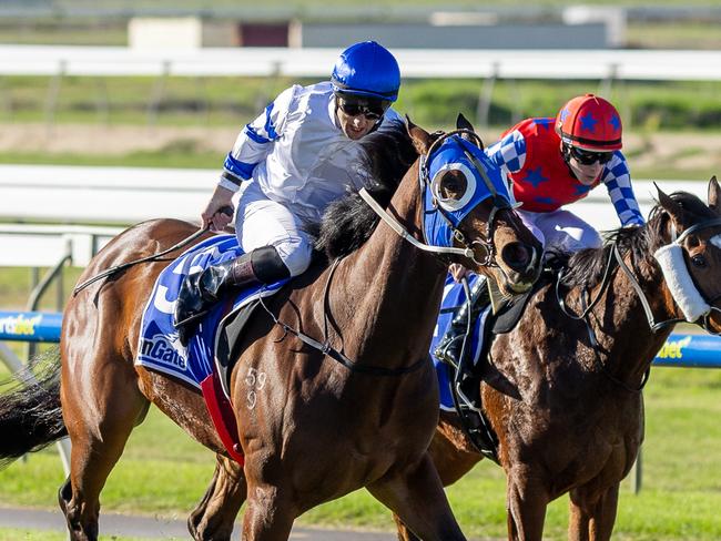 Klabel hits the line to score at Gawler. Picture: Makoto Kaneko