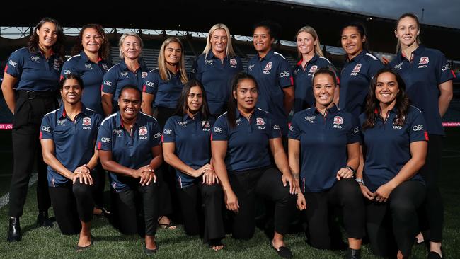 A star-studded lineup: Corban McGregor, Elianna Walton, Kylie Hilder, Nita Maynard, Ruan Sims, Zahara Temara, Maddie Studdon, Vanessa Foliaki, Karina Brown. (front) Taleena Simon, Lavina O’Mealey, Nakia Davis-Welsh, Simaima Taufa, Isabelle Kelly, Shontelle Stowers. Picture: Brett Costello