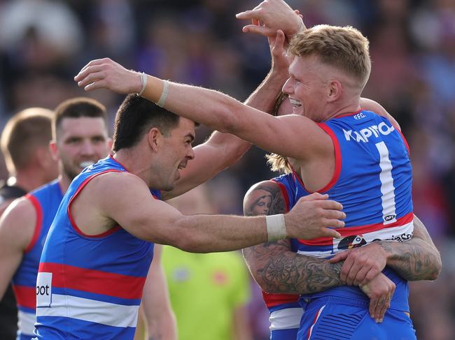 The Bulldogs welcomed back Adam Treloar in style. Picture: James Wiltshire/AFL Photos