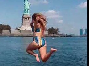 Donna jumped into the Hudson river in a video that's gone viral.