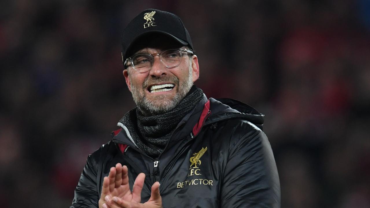 Liverpool's German manager Jurgen Klopp celebrates the win.