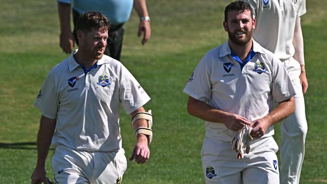 VSDCA: St Bernard’s Kyle Adams and Conor McGuire walk off. Picture: Andy Brownbill