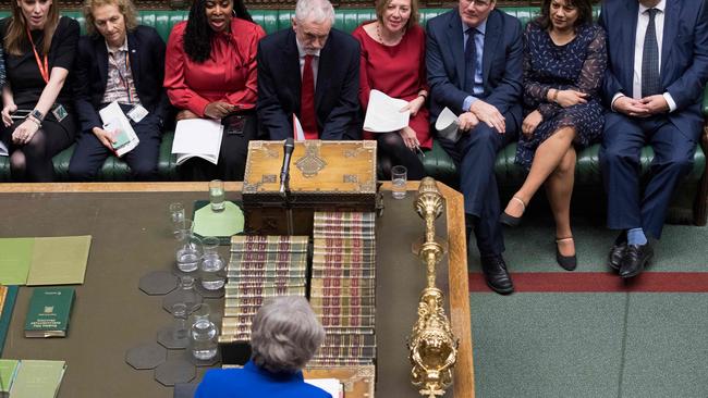 Jeremy Corbyn and Theresa May face off in Prime Minister's Questions before the vote. Picture; AFP. 