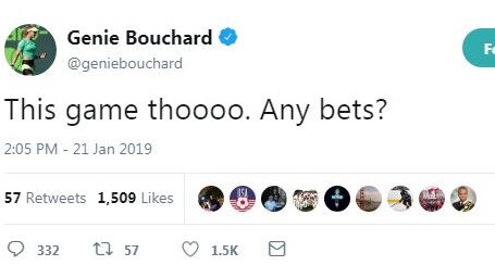 Genie Bouchard's tweet during the NFL play-offs which was quickly pounced on by her followers.