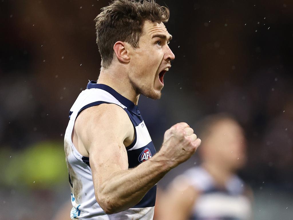 Jeremy Cameron is a freak — but the Cats still need a flag. Picture: Michael Klein