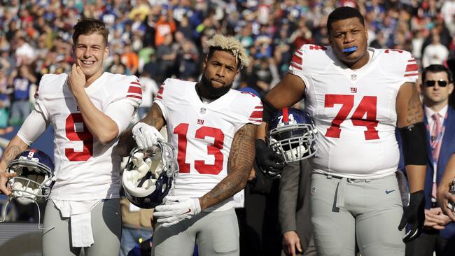 New York Giants punter Brad Wing, wide receiver Odell Beckham and offensive tackle Ereck Flowers.