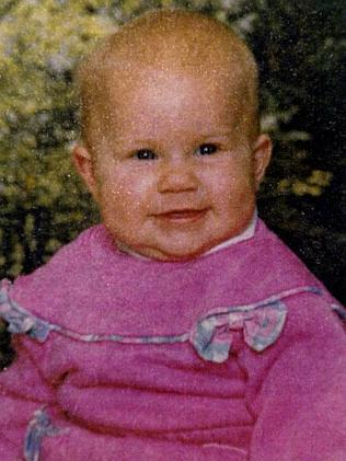 Baby Sarah Folbigg in a cute pink jumpsuit in an undated photograph