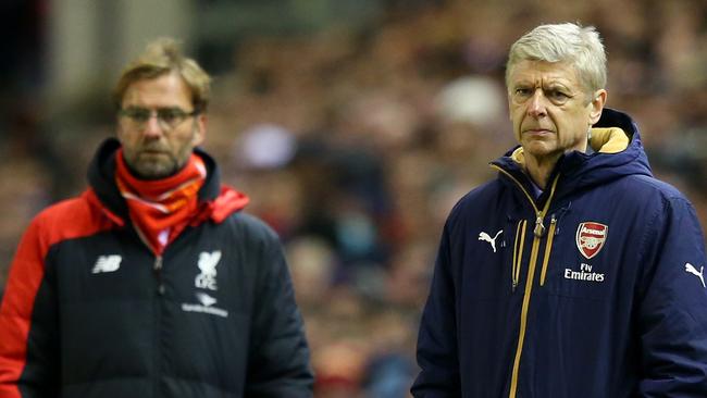 Jurgen Klopp, manager of Liverpool and Arsene Wenger Manager of Arsenal.