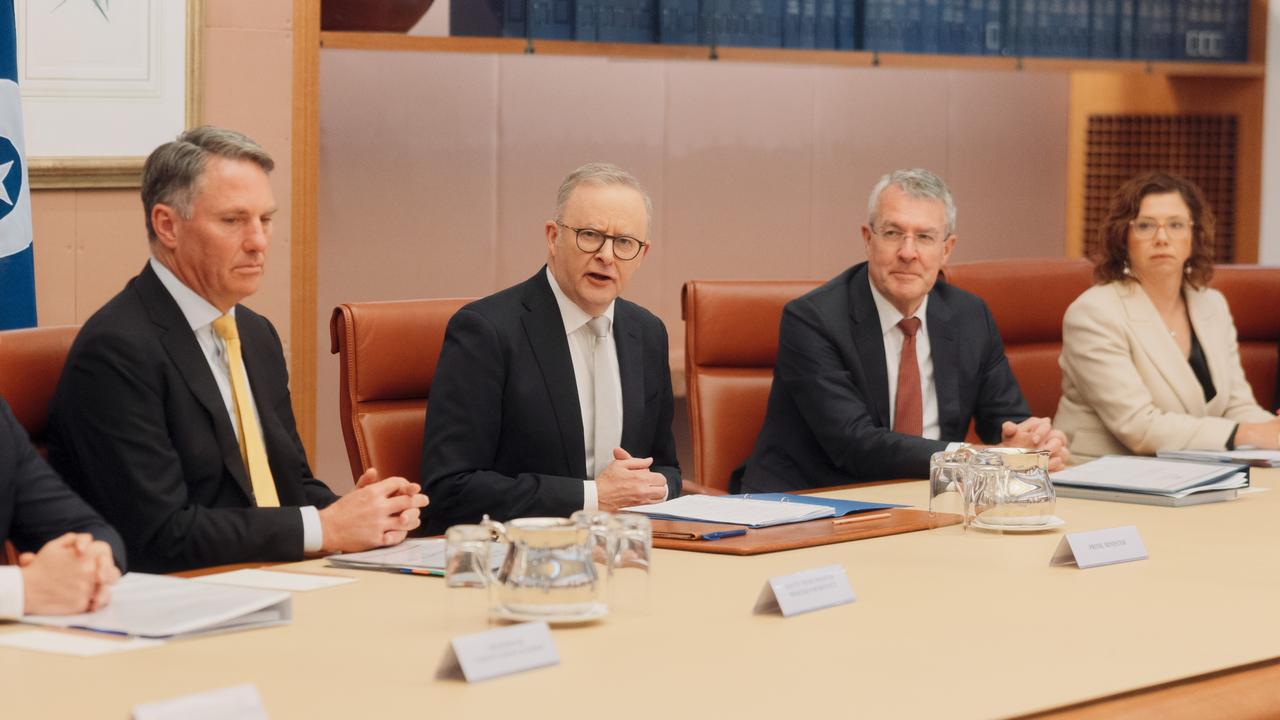 Prime Minister Anthony Albanese holds a full ministry meeting inside the Cabinet Room at Parliament House. Picture: David Beach/NewsWire