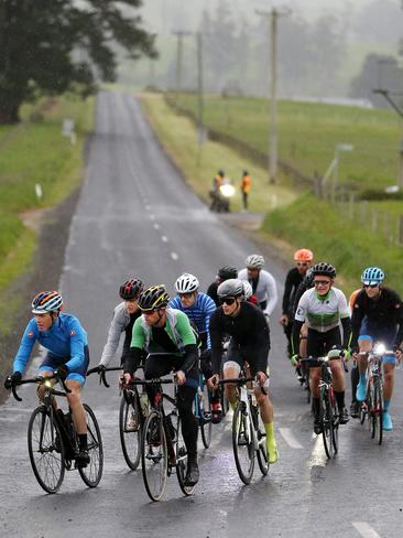 Riders competing in the second Bicycle Network Tasmanian Peaks Challenge. Pictures: CHRIS KIDD