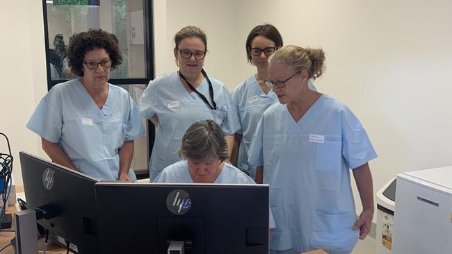 Staff at the the Northern Territory's first coronavirus pandemic clinic which opened at Royal Darwin Hospital this morning. Picture: Luke Hayes