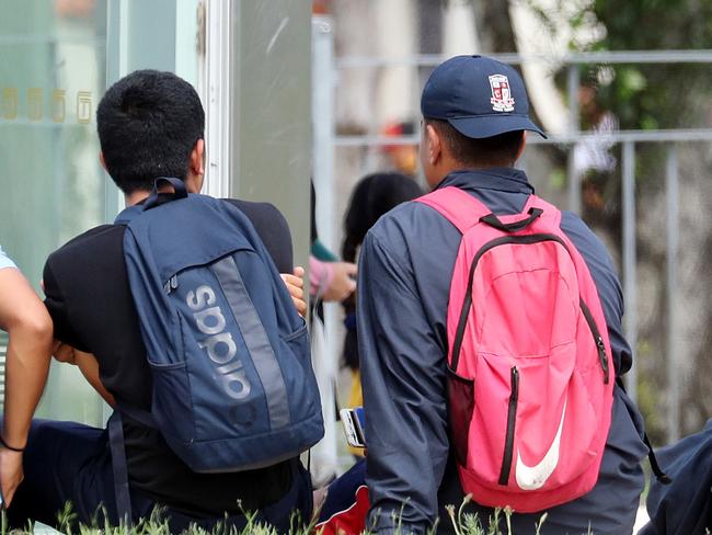 WEEKEND TELEGRAPHS SPECIAL. MUST TALK WITH PIC ED JEFF DARMANIN BEFORE PUBLISHING - Pictured are James Busby High School students at the T-Way outside the school this afternoon. Picture: Tim Hunter.