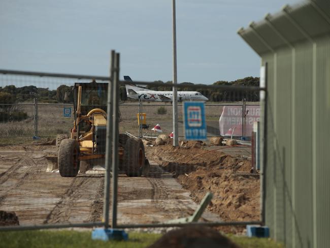 Work continues on the airport runway. Picture: Tait Schmaal