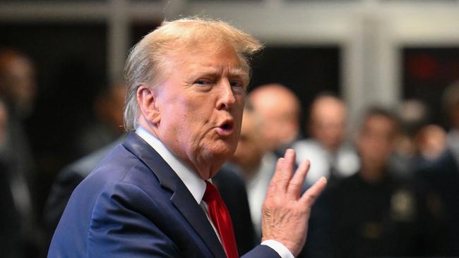 Former US president Donald Trump at Manhattan Criminal Court after a hearing in February in his case of paying hush money to cover up extramarital affairs, including with porn star Stormy Daniels. Picture: AFP