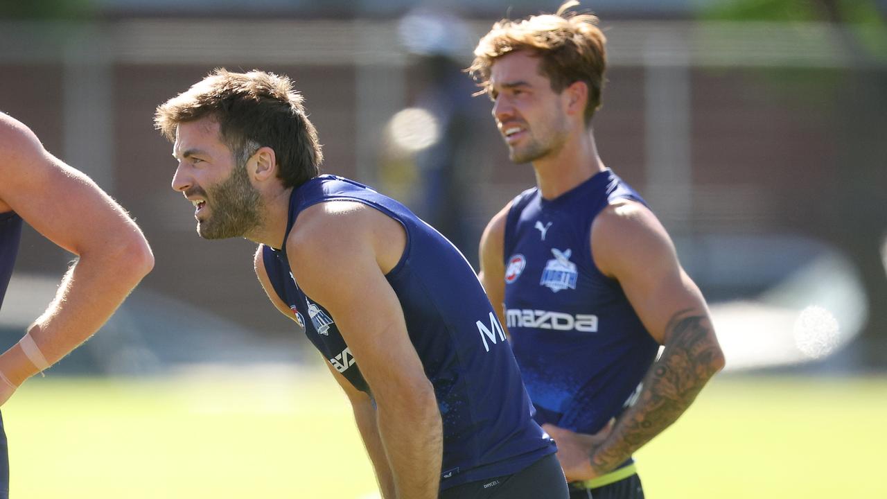 North Melbourne captains Luke McDonald (left) and Jy Simpkin (right) will both return against Fremantle. Picture: Daniel Pockett / Getty Images