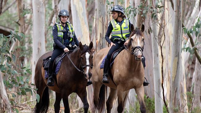 Mounted police also joined the search. Picture: Sarah Matray