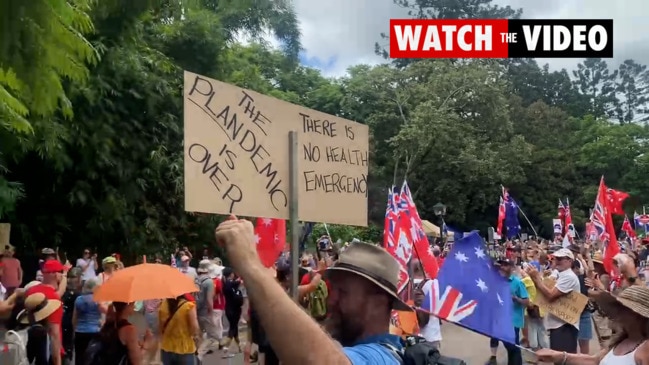 Freedom protest outside Qld Parliament