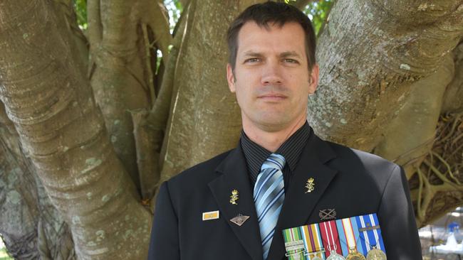 East Timor and Afghanistan veteran Mark Preston at the Mackay Remembrance Day commemorative ceremony at Jubilee Park on Wednesday November 11, 2020. Picture: Zizi Averill