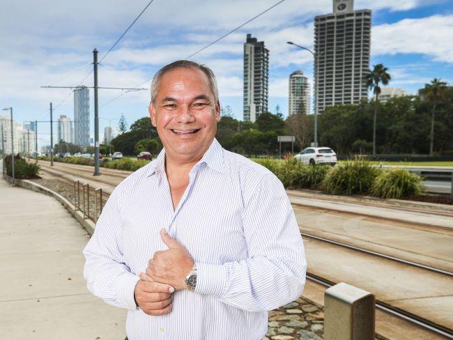 Gold Coast Mayor Tom Tate pictured near the light rail in Surfers Paradise. Picture: Nigel Hallett