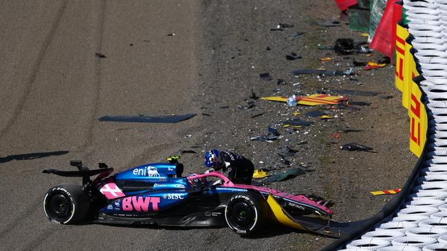 Doohan crashing in practice at the Japan GP on April 4. (Photo by Bryn Lennon – Formula 1 via Getty Images)