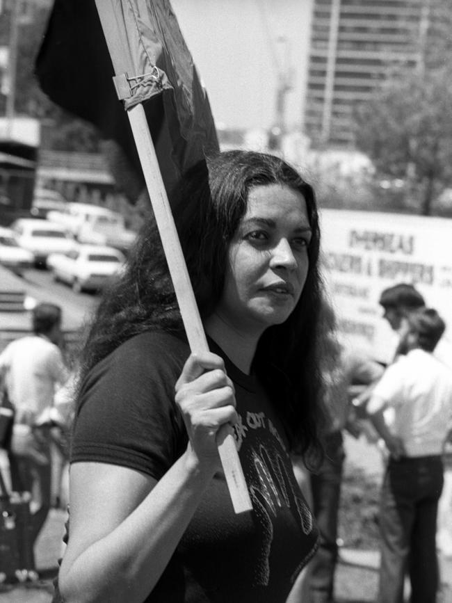 Marcia Langton at an illegal land rights march in Brisbane, 1982. Picture: Juno Gemes ©Juno Gemes Archive