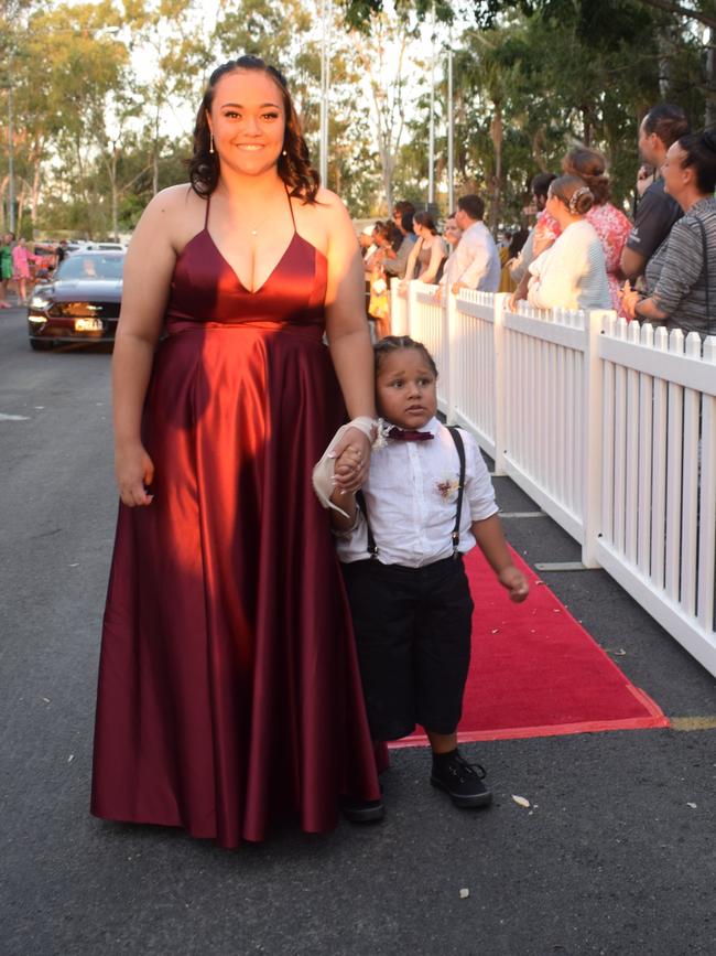 Shawntika Kanak with her nephew Dardray at the North Rockhampton High School Formal 2023.