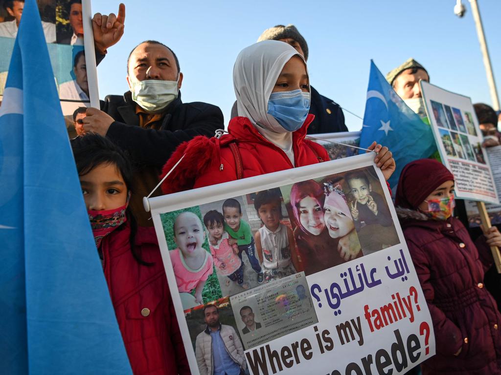 Members of Uighur minority protesting in Turkey. Picture: Ozan Kose/AFP