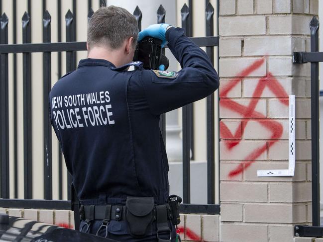 Australians in 2024 witnessed increased anti-Semitism and hateful rhetoric, ugly public violence, defacement of sacred war memorials and even attacks on places of worship. Picture: NewsWire/Simon Bullard