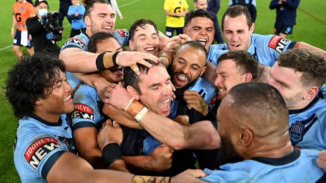 Brad Fittler and his Blues celebrate another series win