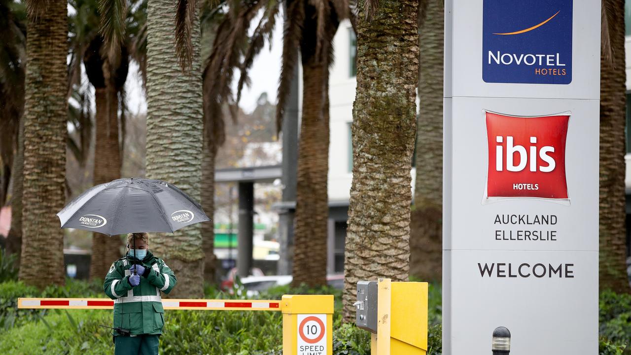 Visitors and returning residents to New Zealand were allowed to leave this Auckland hotel untested on compassionate grounds. Picture: Phil Walter/Getty Images