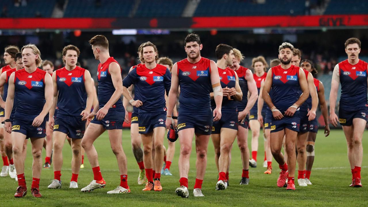 Kicking for goal has become the Dees’ Achilles heel. Picture: AFL Photos/Getty Images