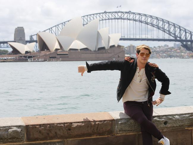 Milo Yiannopoulos is 'ready to offend Australia', he said as he arrived in Sydney. Picture: Nathan Richter