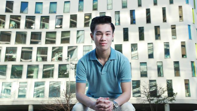 Kurt Cheng, 19, a communications and law student at the University of Technology Sydney says he has received many calls and texts from students concerned about the fee hikes. Picture: John Feder