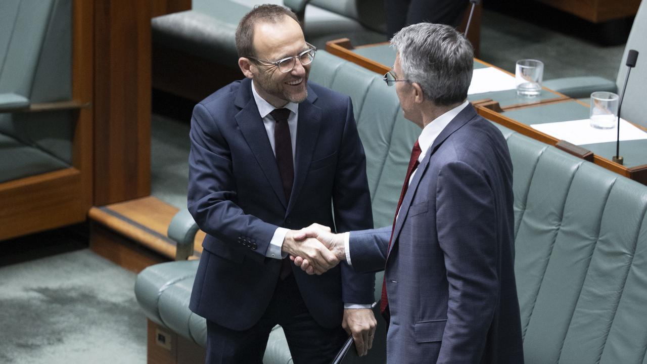 Adam Bandt also congratulated Mr Dreyfus on the parliamentary win on Wednesday. Picture: NCA NewsWire / Gary Ramage