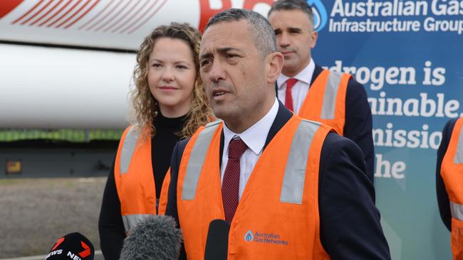 Spruiking hydrogen at Tonsley, Energy and Mining Minister Tom Koutsantonis says the new hydrogen plant is on track. Picture: NCA NewsWire / Brenton Edwards