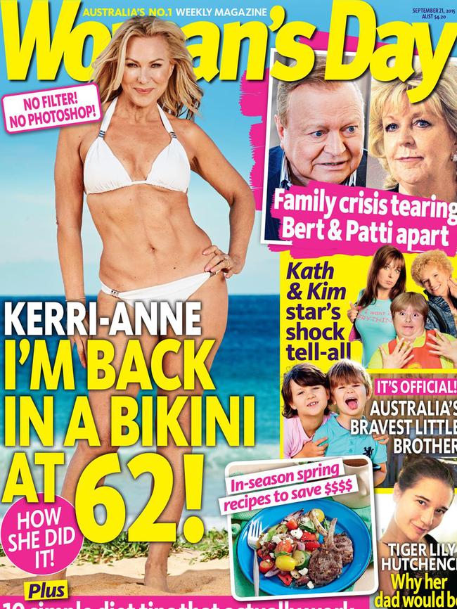 Kerri-Anne Kennerley is pictured as she appears on the cover of Woman's Day in a bikini. Picture: Woman's Day