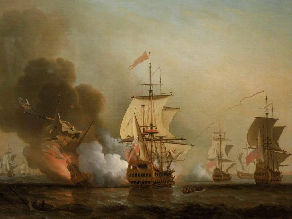 The explosion of the San Jose, depicted in a 1708 oil painting. Picture: Wikimedia Commons