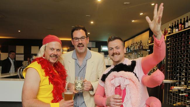 Socials- End of Movember celebration at Metz in Sandy Bay. Simon Dodge, Bellerive, Nick Smith, Tranmere and Robbie Shafe, Battery Point.