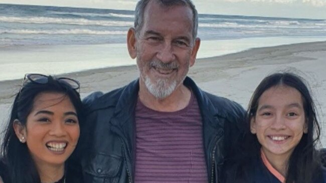 Sarah Caisip (left) with her father Bernard Prendergast and younger sister Isobel Prendergast, 11