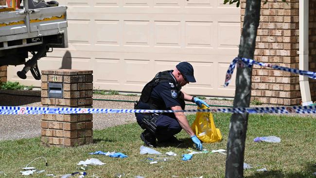 Police at the scene of a violent home invasion that killed mother, Emma Lovell. Pic: Lyndon Mechielsen