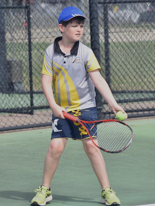 Players on court at the JDS Central Region tournament at the Rockhampton Regional Tennis Centre on July 14, 2024.