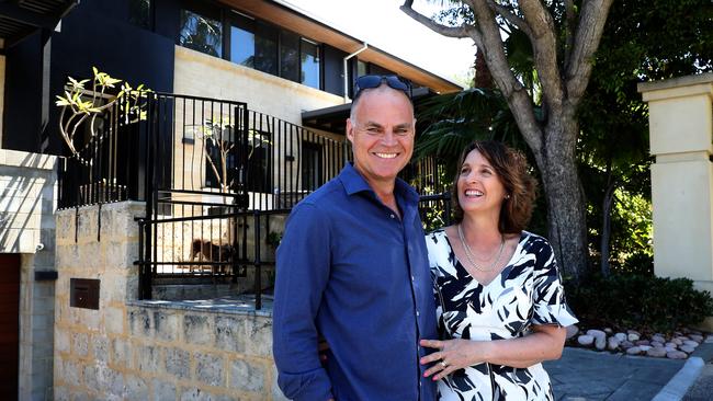 Stephanie and David Devenish at their new home in the Perth suburb of Cottesloe. Picture: Colin Murty