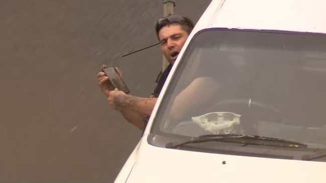 Troy Mark Thompson has been charged after a bizarre slow-speed pursuit on the M1. Picture: 9 News Gold Coast