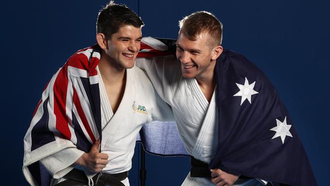 MELBOURNE. 18/05/2022.. Commonwealth Games Judo Media call. Brothers Josh (left) and Nathan Katz pose for photos at todays Commonwealth Games Judo media call in Albert Park . Photo by Michael Klein