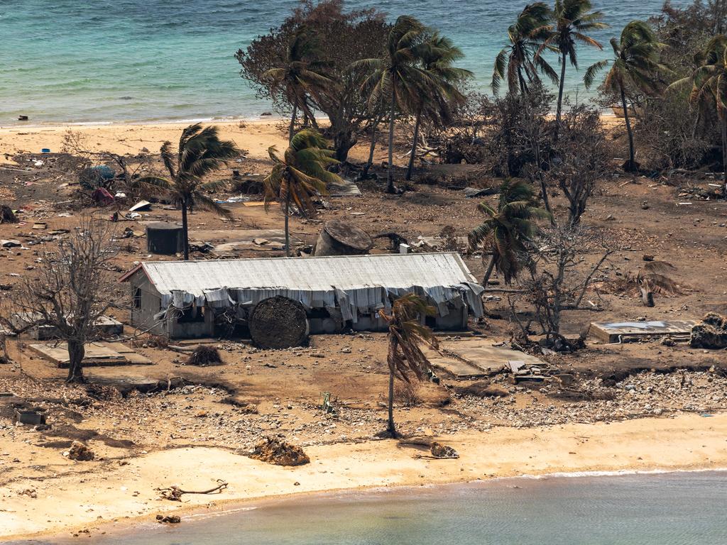 Prior to the tsunami, Atata Island had an estimated population of a little over 100 and its main feature was the Royal Sunset Island Resort. Picture: Australian Department of Defence / Petty Officer Christopher Szumlanski
