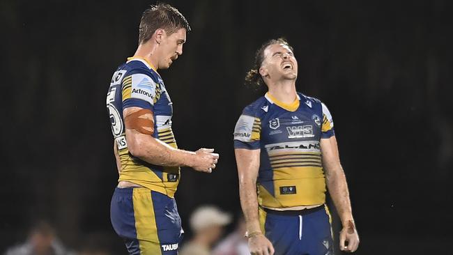 The Eels had a tough night against the Roosters. Picture: Albert Perez/Getty Images