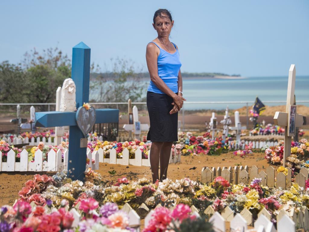 Mornington Island health worker Helen Moon in the township's cemetery. Picture: Brian Cassey