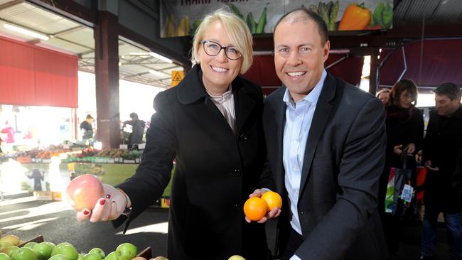 Lord Mayor Sally Capp and Federal Environment Minister Josh Frydenberg during a recent visit to Queen Victoria Market.