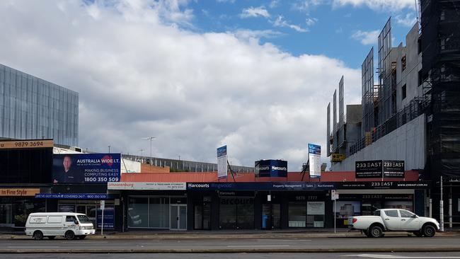 A 890sq m site of shops at 229-231 Maroondah Highway in Ringwood is up for sale. Picture: KIEL EGGING